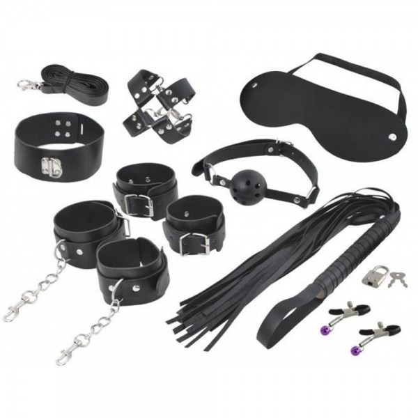 Bondage Set 13-teilig BDSM Fesselset Peitsche Halsband Handschellen Sexspielzeug