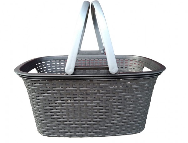 Einkaufskorb Korb mit Tragegriffen, Rattan-Optik, 43 x 29 x 23 cm, Kunststoff