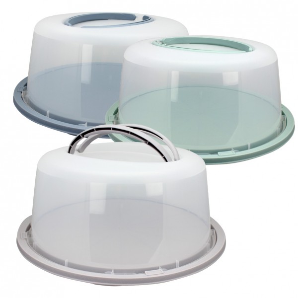 Tortenbehälter Kuchenbox Kuchenbehälter mit Griff Platte mit Haube Farbe taupe