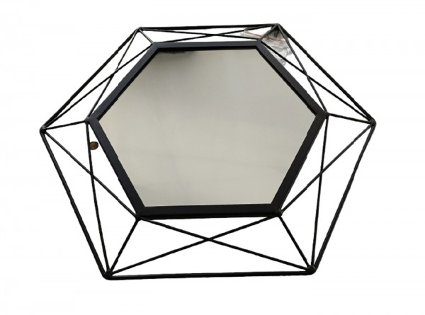 Wandspiegel Hexagon 43x37 cm Deko Spiegel Baliv Schminkspiegel Metall