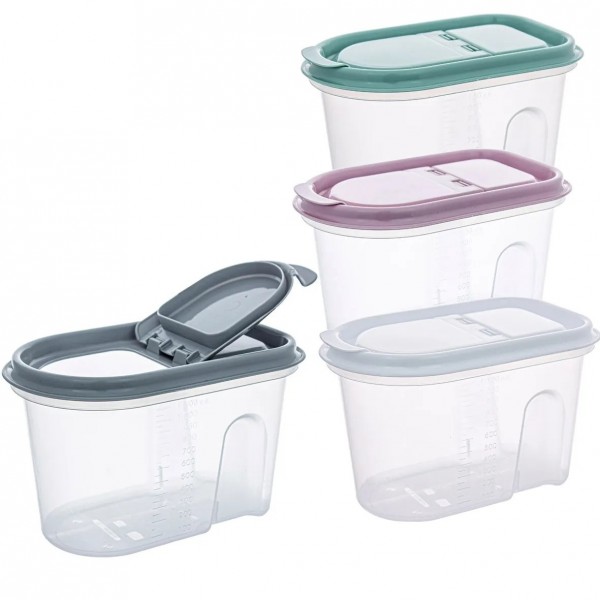 4-er Set Schuttdosen Vorratsdosen Müslibox Aufbewahrungsbox 1,1 Liter 2 Liter