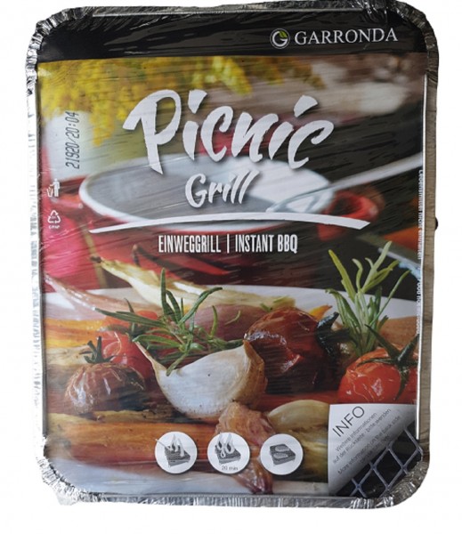 2 Stück Premium BBQ Einweggrill to go, mit Anzündhilfe, Holzkohle, Aluschale